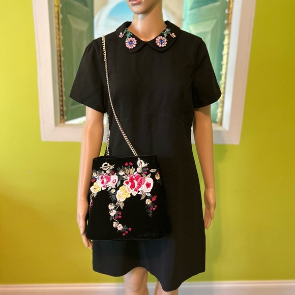 Zara Embroidered black velvet Bag - Picture 10 of 14